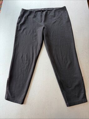 Eileen Fisher Black Stretch Capris with Bottom Zipper Detail